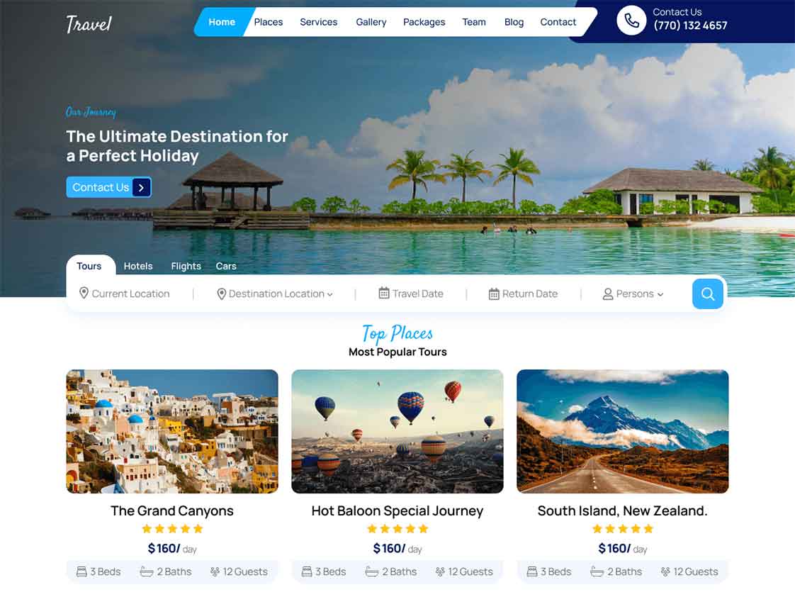 Giao diện website WordPress du lịch Phan Thiết tối ưu đặt tour và booking