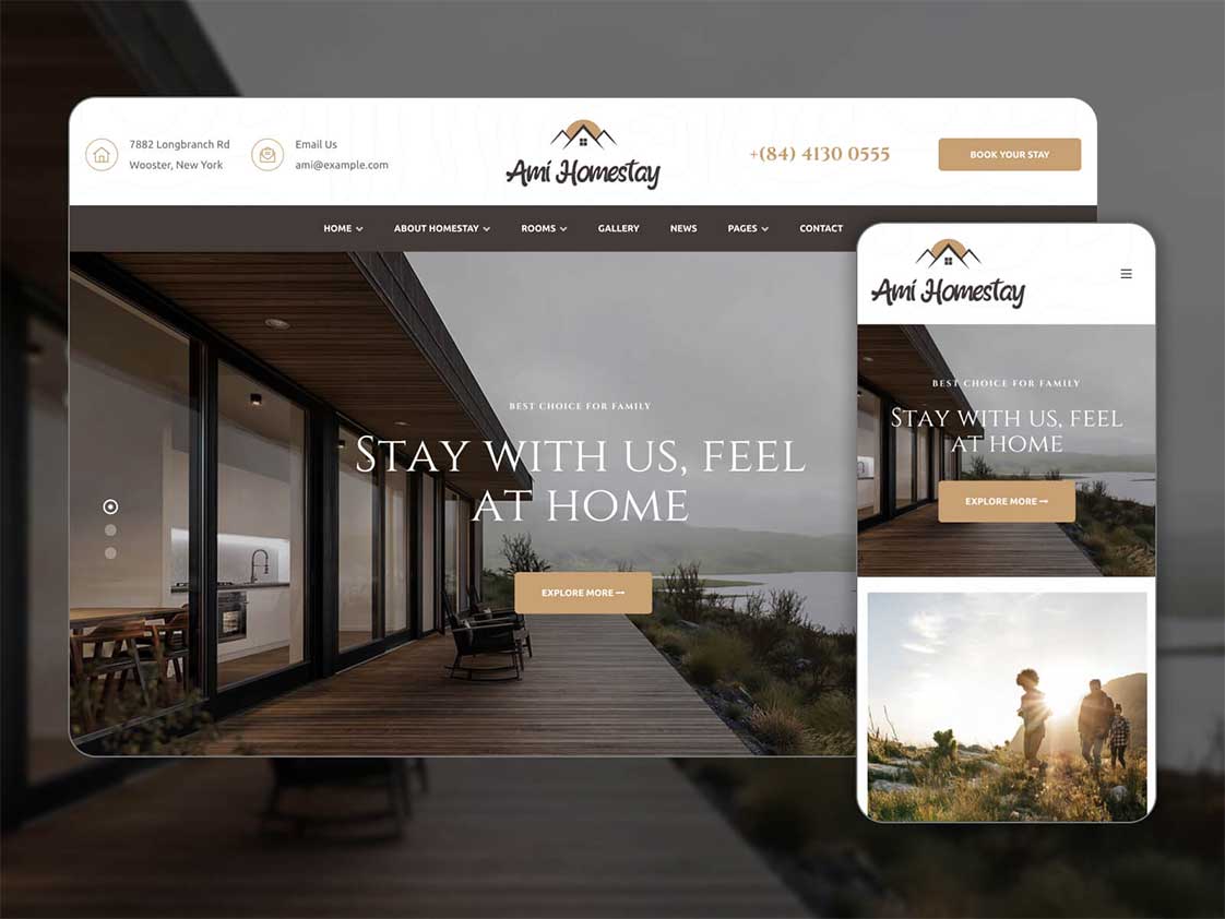 Bố cục website homestay đẹp và dễ đặt phòng